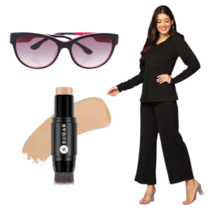 Women's Fashion Combo β Black Co-ord Set + Sugar Foundation Stick + Stylish Sunglasses